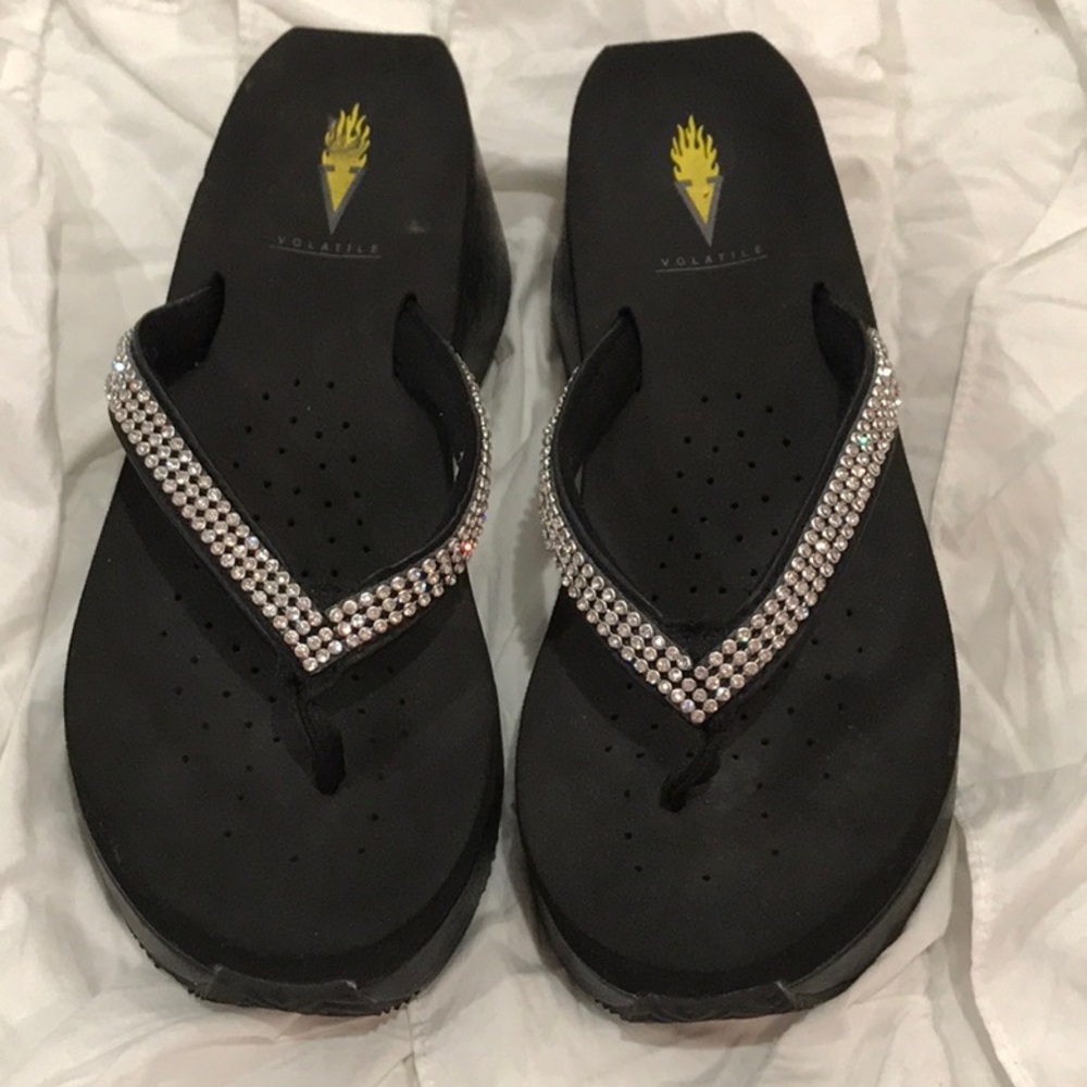 VOLATILE jeweled flip flops